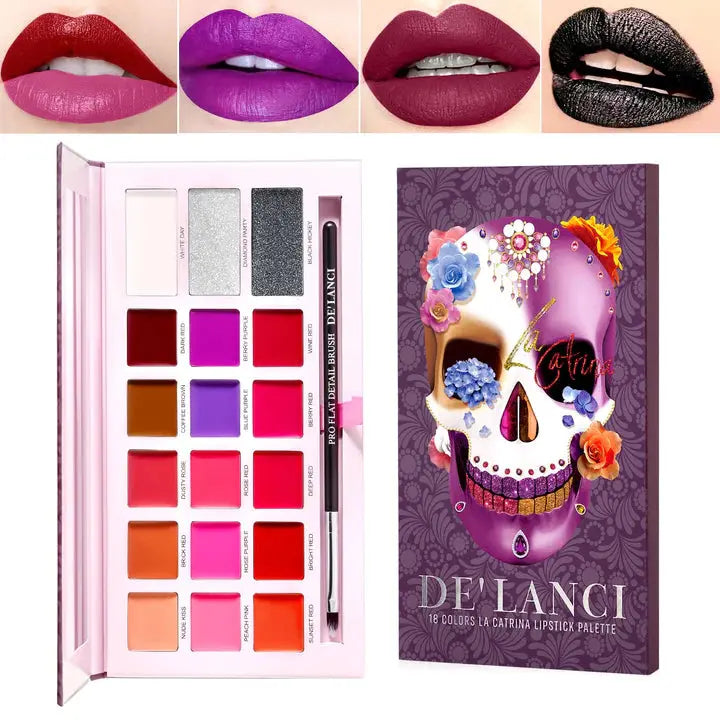 DE'LANCI 18 Colors La Catrina Lipstick Palette PigKart