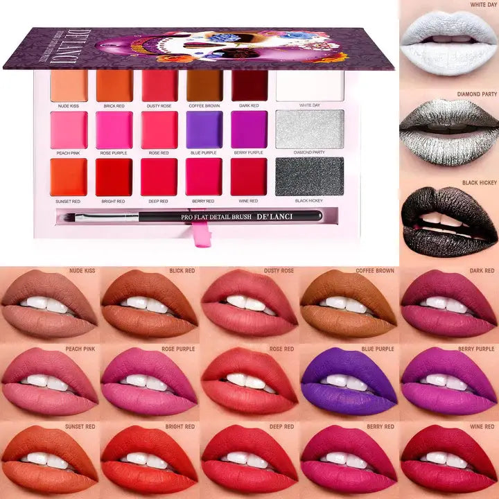 DE'LANCI 18 Colors La Catrina Lipstick Palette PigKart