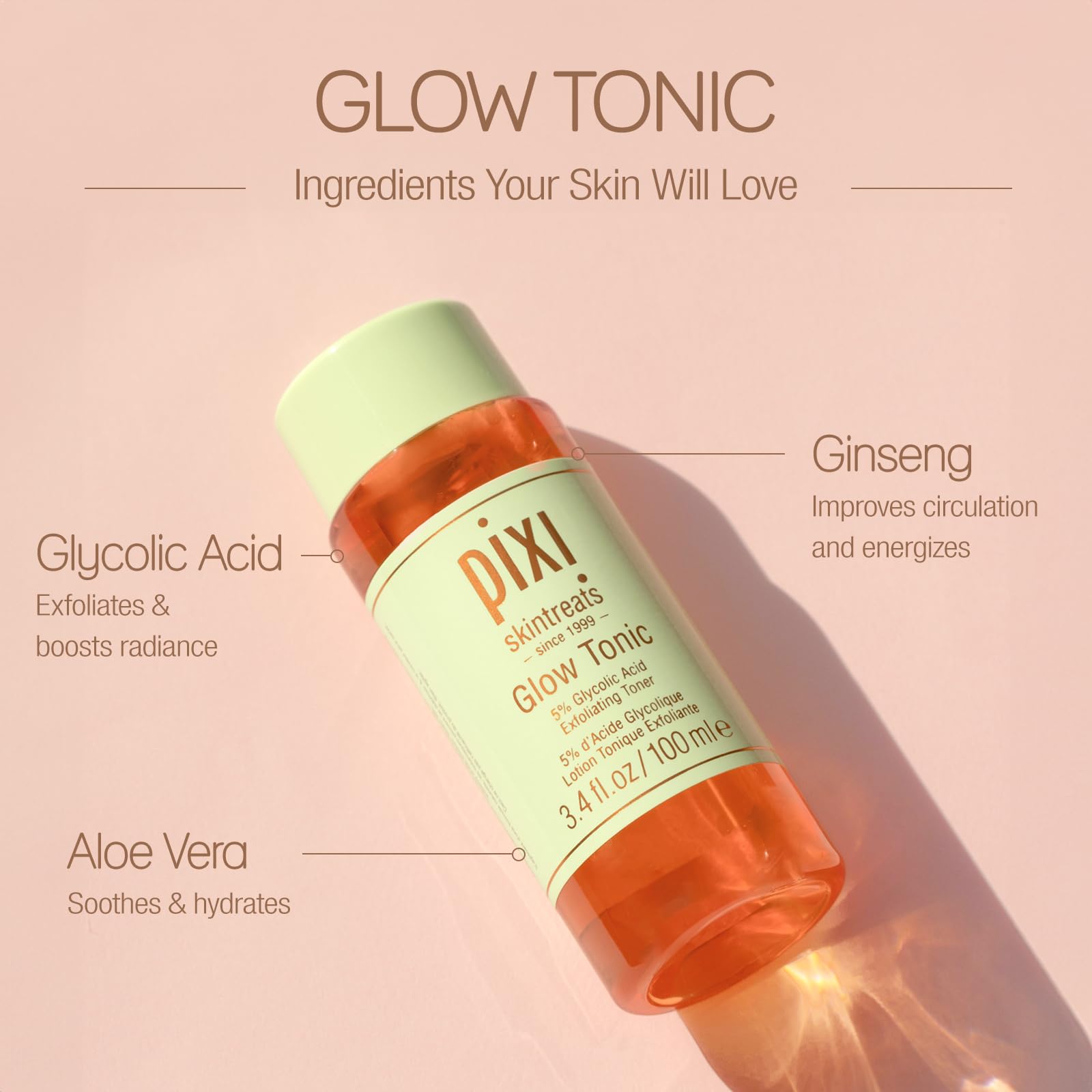 PIXI Glow Tonic Exfoliating Toner With Glycolic Acid - 100 mL