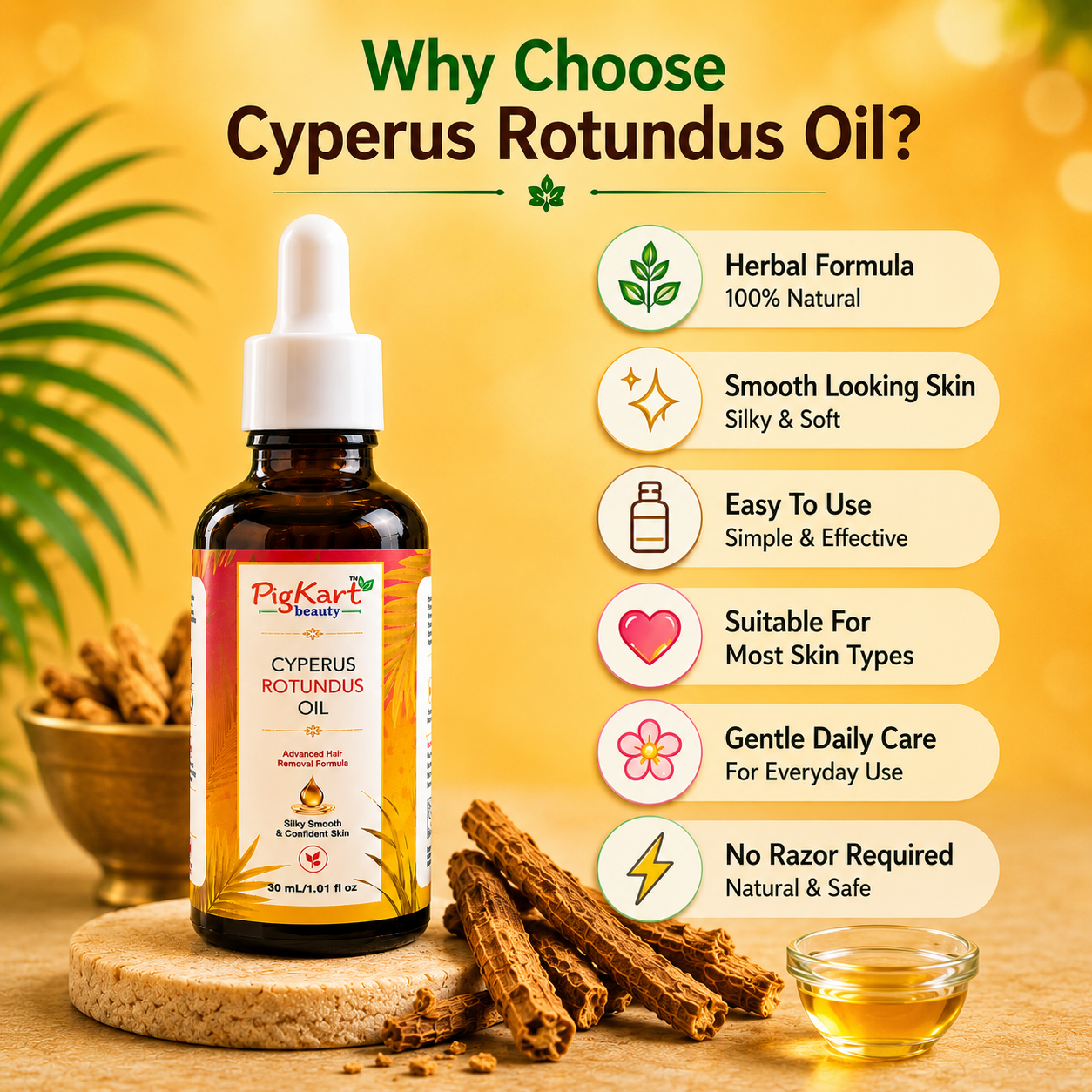 PigKart Beauty Cyperus Hair Reduction Oil