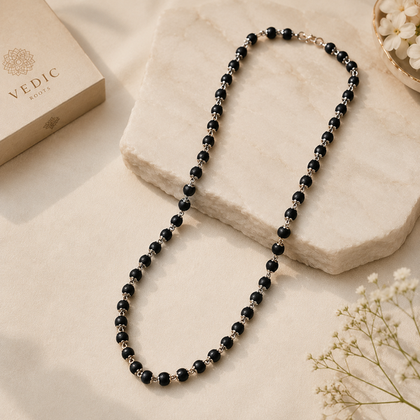 Premium Silver Capped Karungali Mala