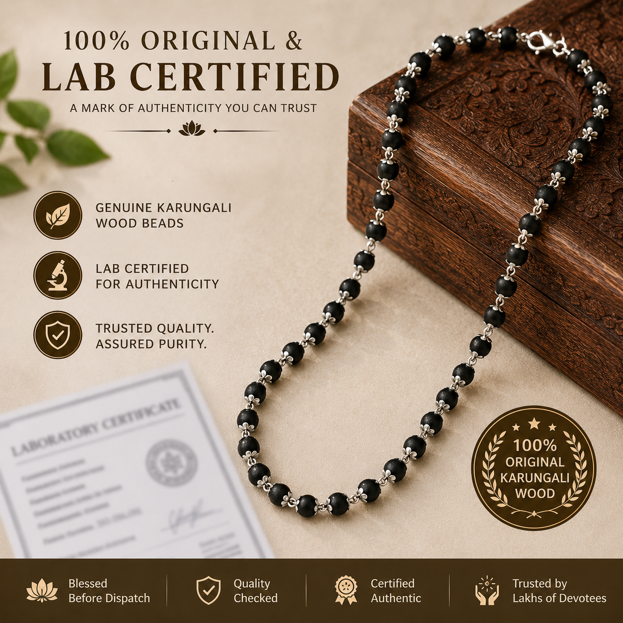 Premium Silver Capped Karungali Mala