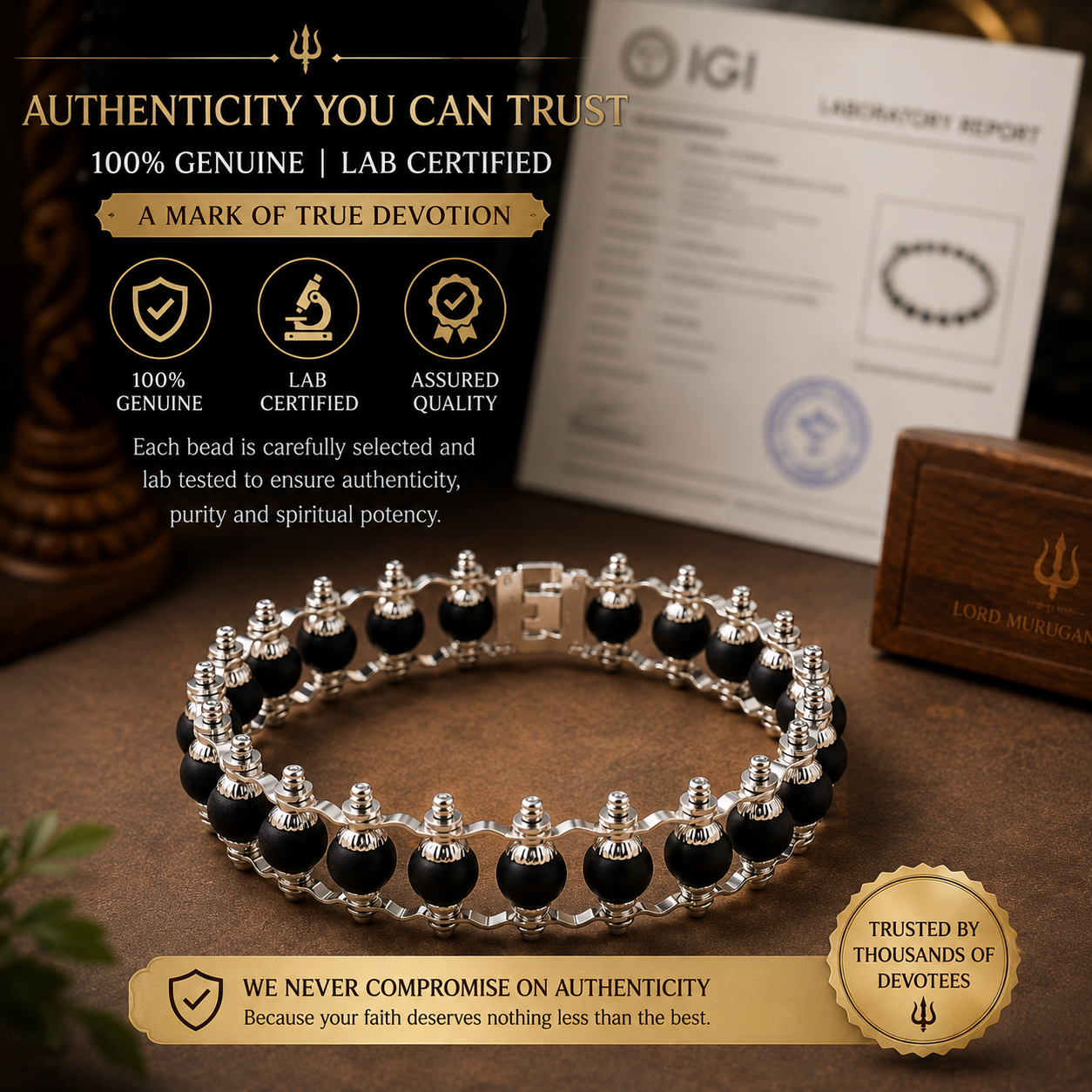 Premium Silver Plated Karungali Bracelet | Original Karungali Wood