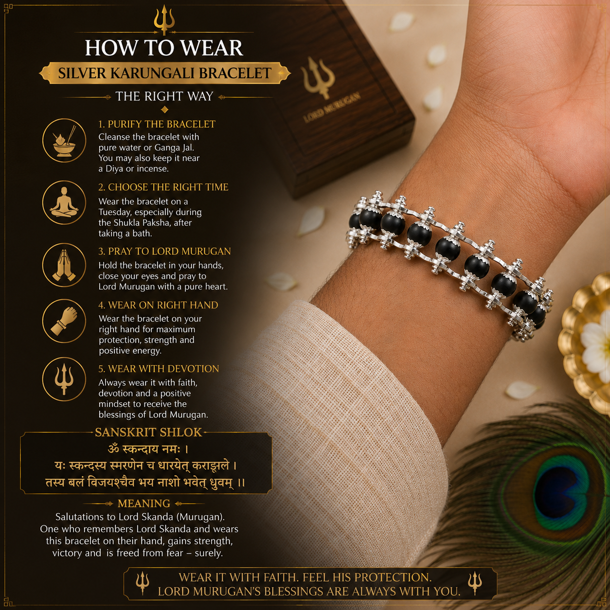 Premium Silver Plated Karungali Bracelet | Original Karungali Wood