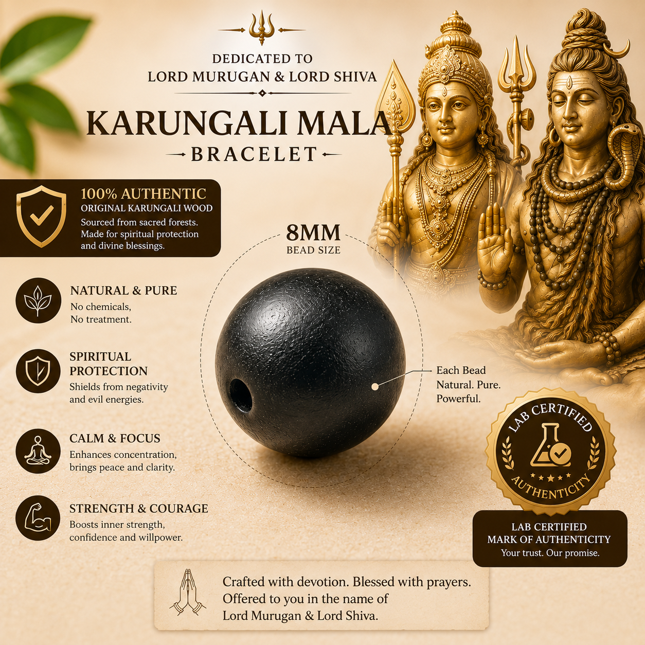 Original Karungali Mala Bracelet 8mm | Natural Karungali Wood
