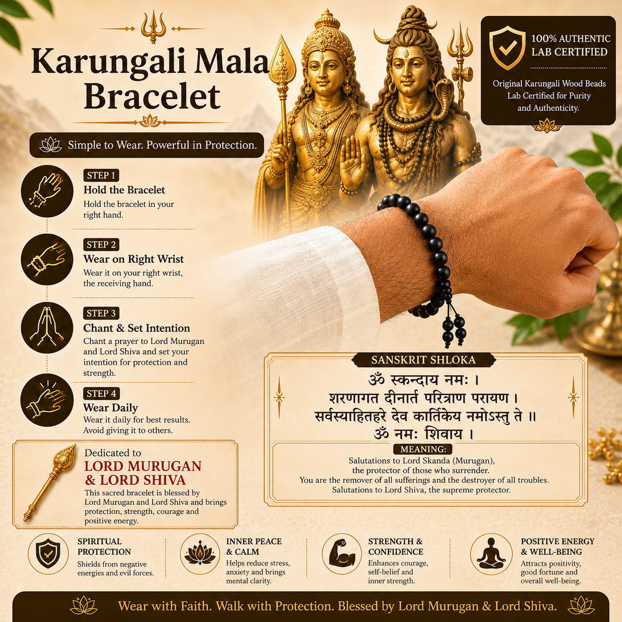 Original Karungali Mala Bracelet 8mm | Natural Karungali Wood