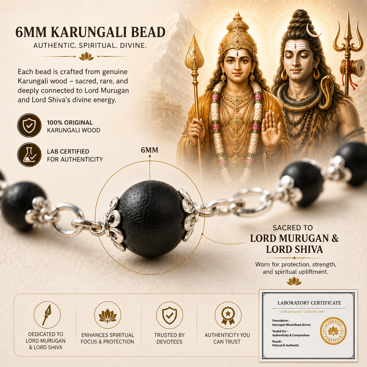 Premium Silver Capped Karungali Mala