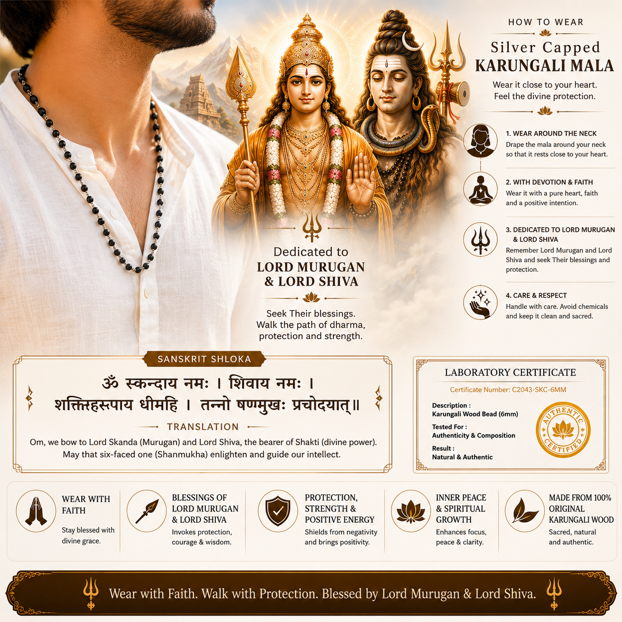 Premium Silver Capped Karungali Mala