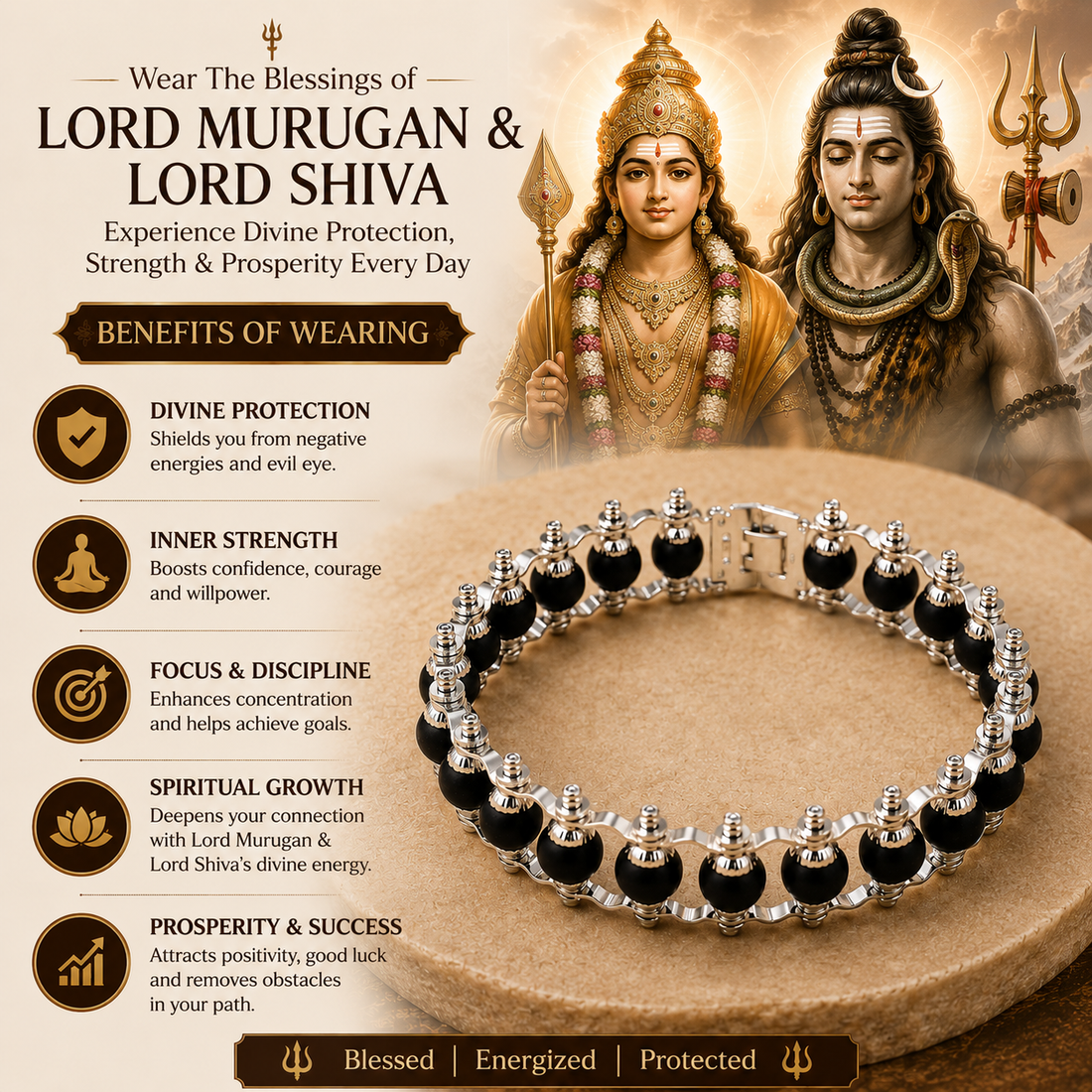 Premium Silver Plated Karungali Bracelet | Original Karungali Wood