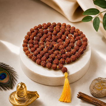 5 Mukhi Rudraksha Mala 8mm (108+1 Beads) | Authentic & Lab Certified