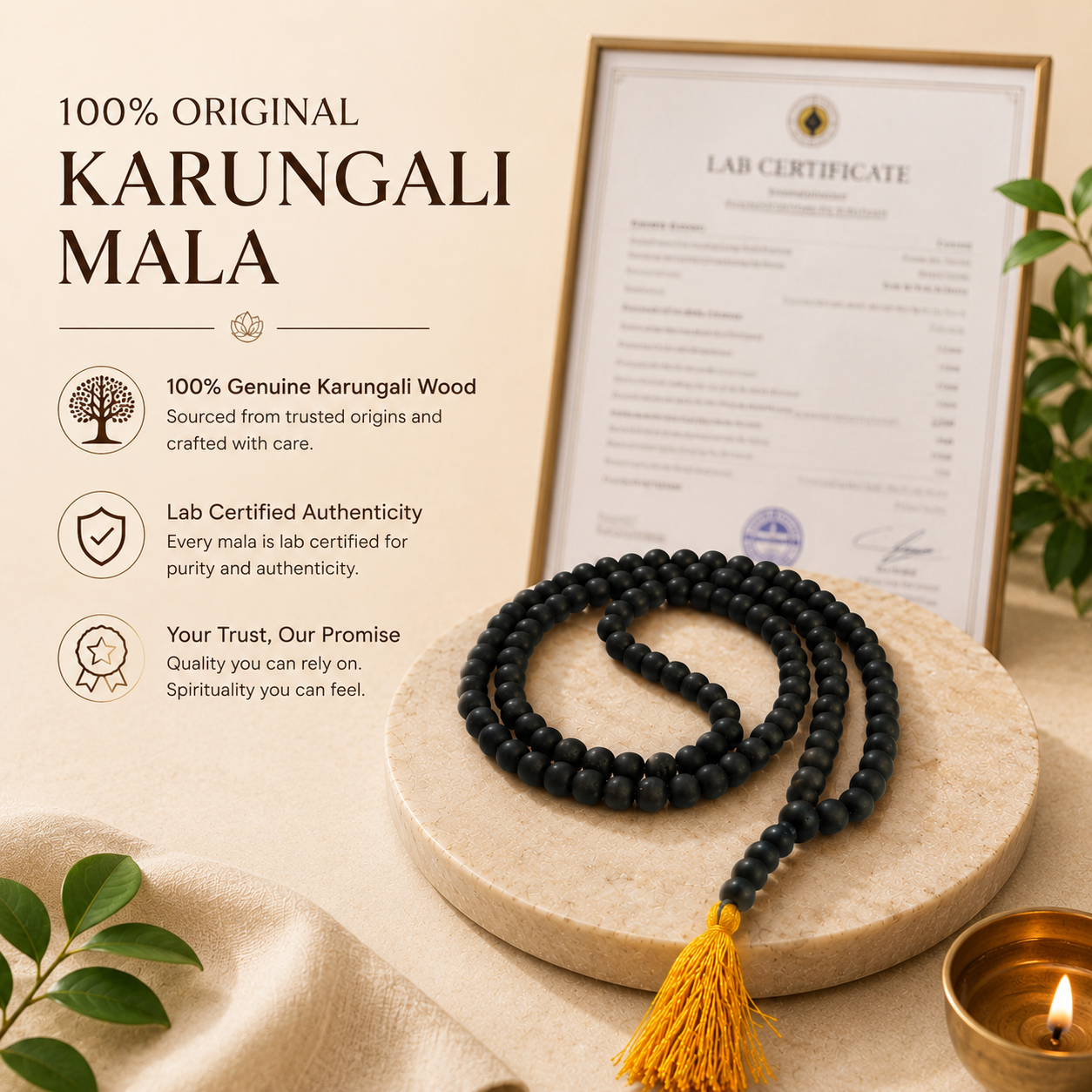 Karungali Mala 8mm (108 Beads) | Authentic & Lab Certified