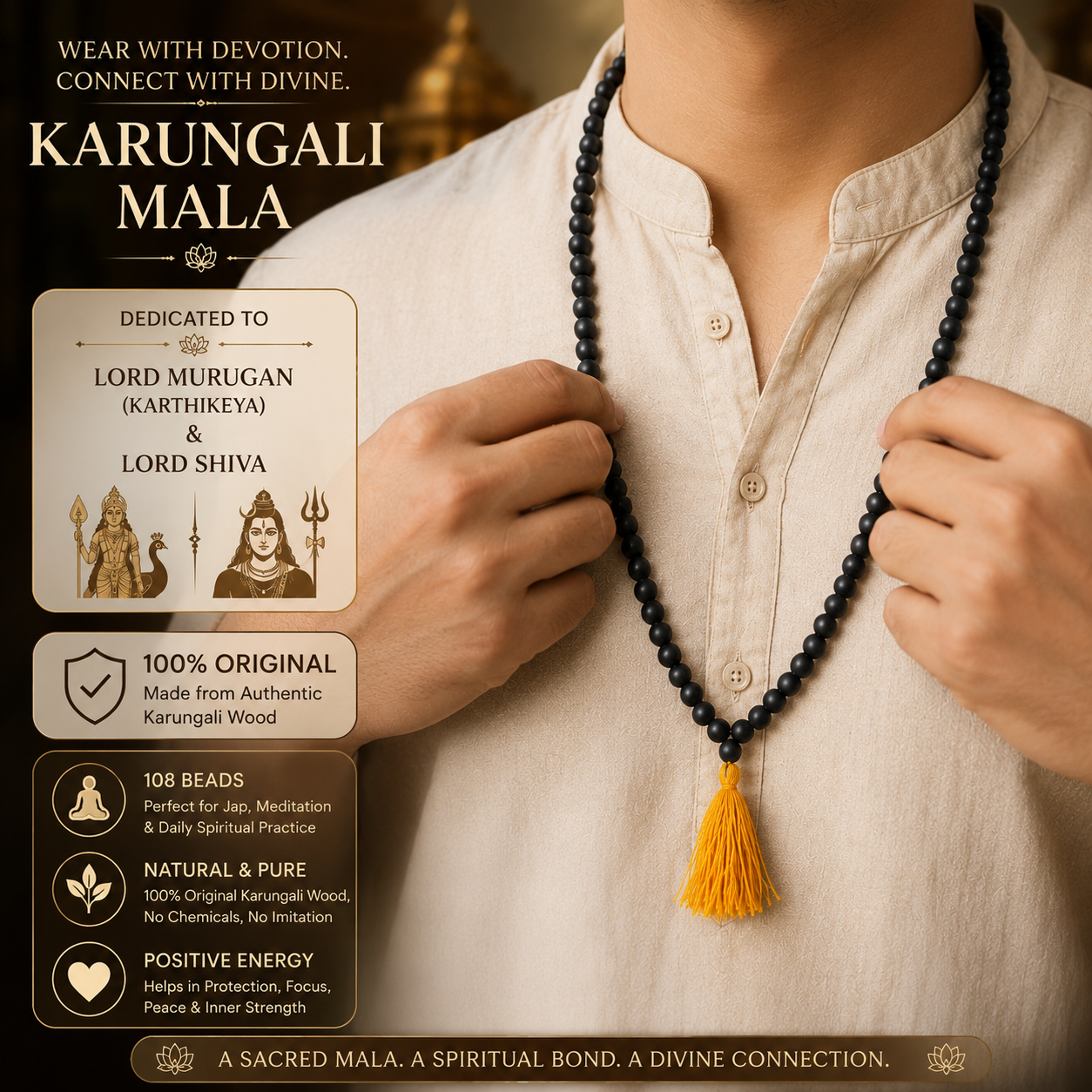 Karungali Mala 8mm (108 Beads) | Authentic & Lab Certified