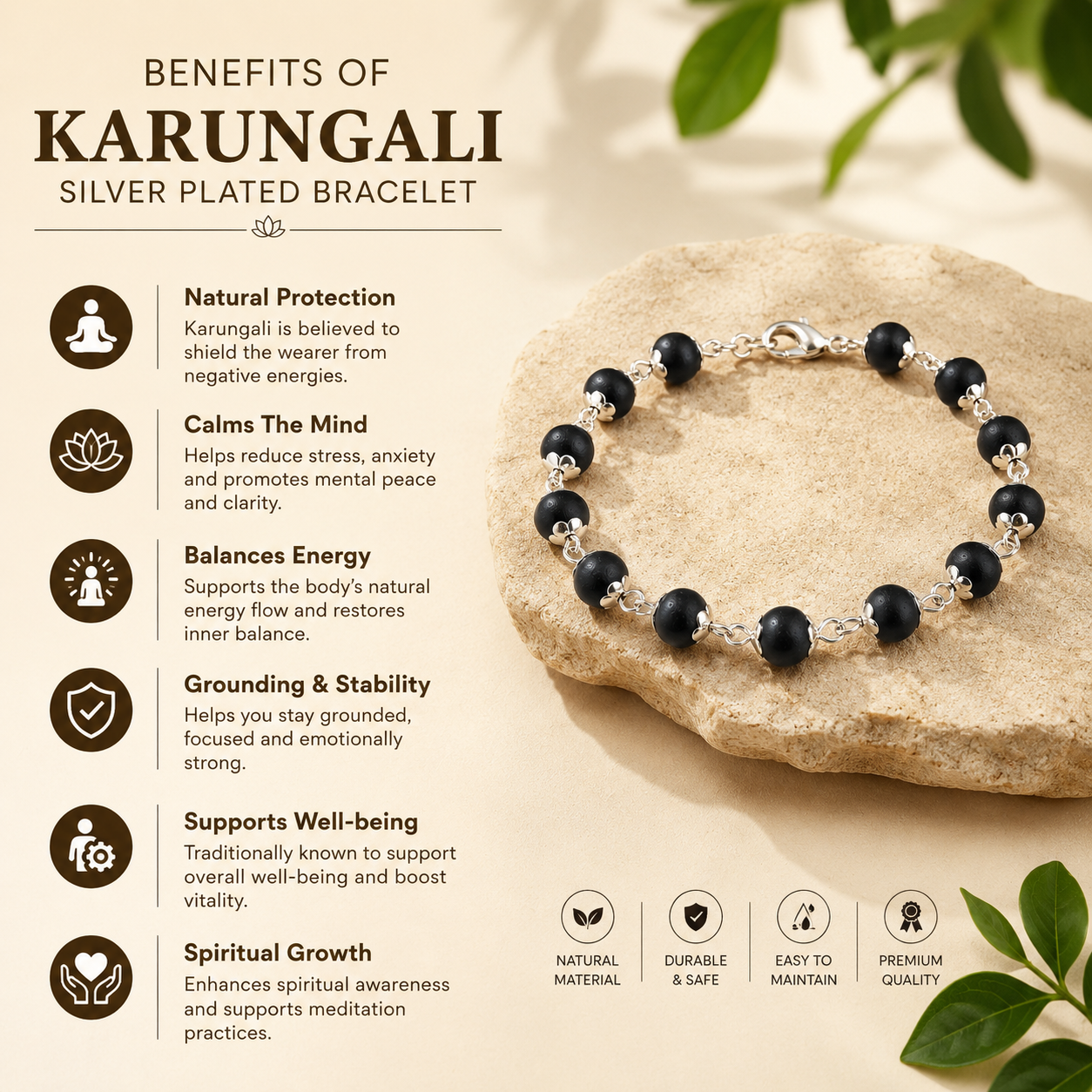 Karungali Silver Plated Bracelet | 100% Original, Lab Certified & Authentic