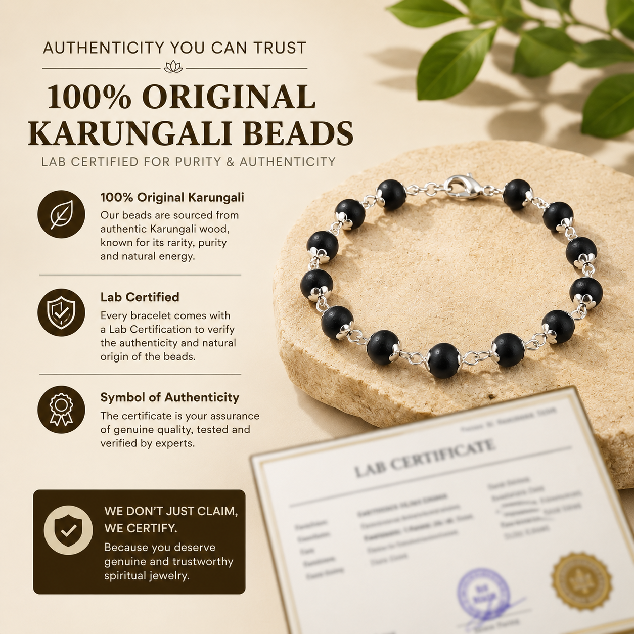 Karungali Silver Plated Bracelet | 100% Original, Lab Certified & Authentic