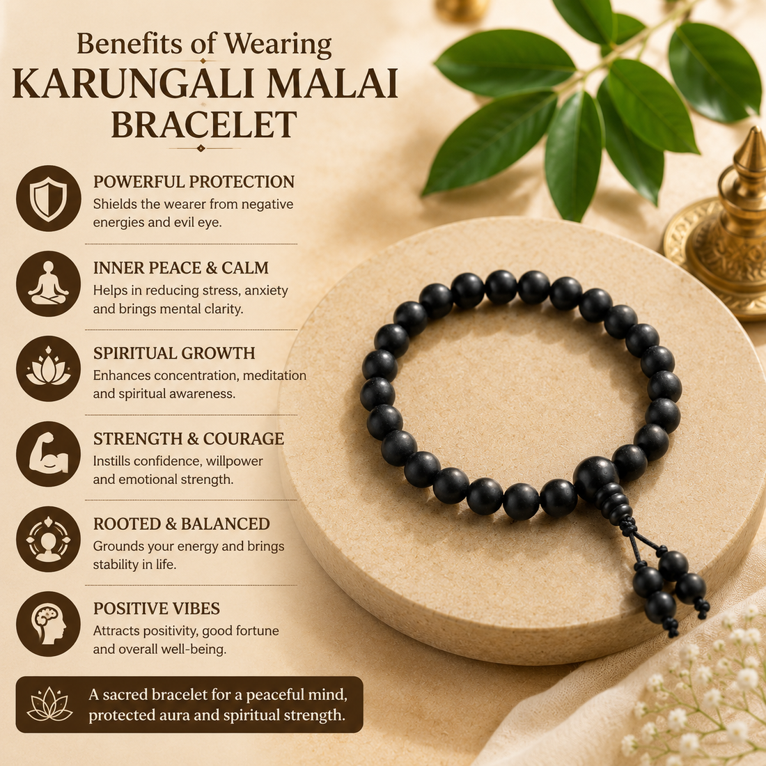 Original Karungali Mala Bracelet 8mm | Natural Karungali Wood