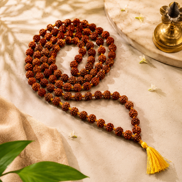5 Mukhi Rudraksha Mala 8mm (108+1 Beads) | Original, Lab Certified & Temple Blessed