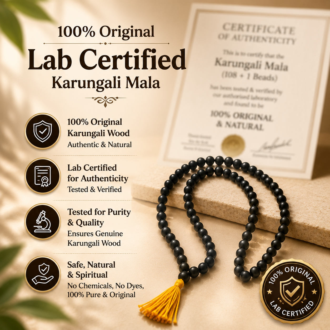 Original Karungali Mala (108 Beads, 8mm) – Govt Certified | Buy 1 Get 1 FREE