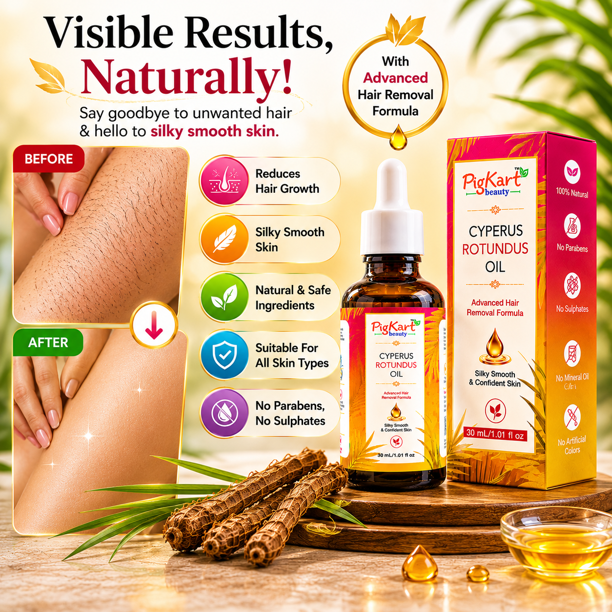 PigKart Beauty Cyperus Hair Reduction Oil (30 ml)