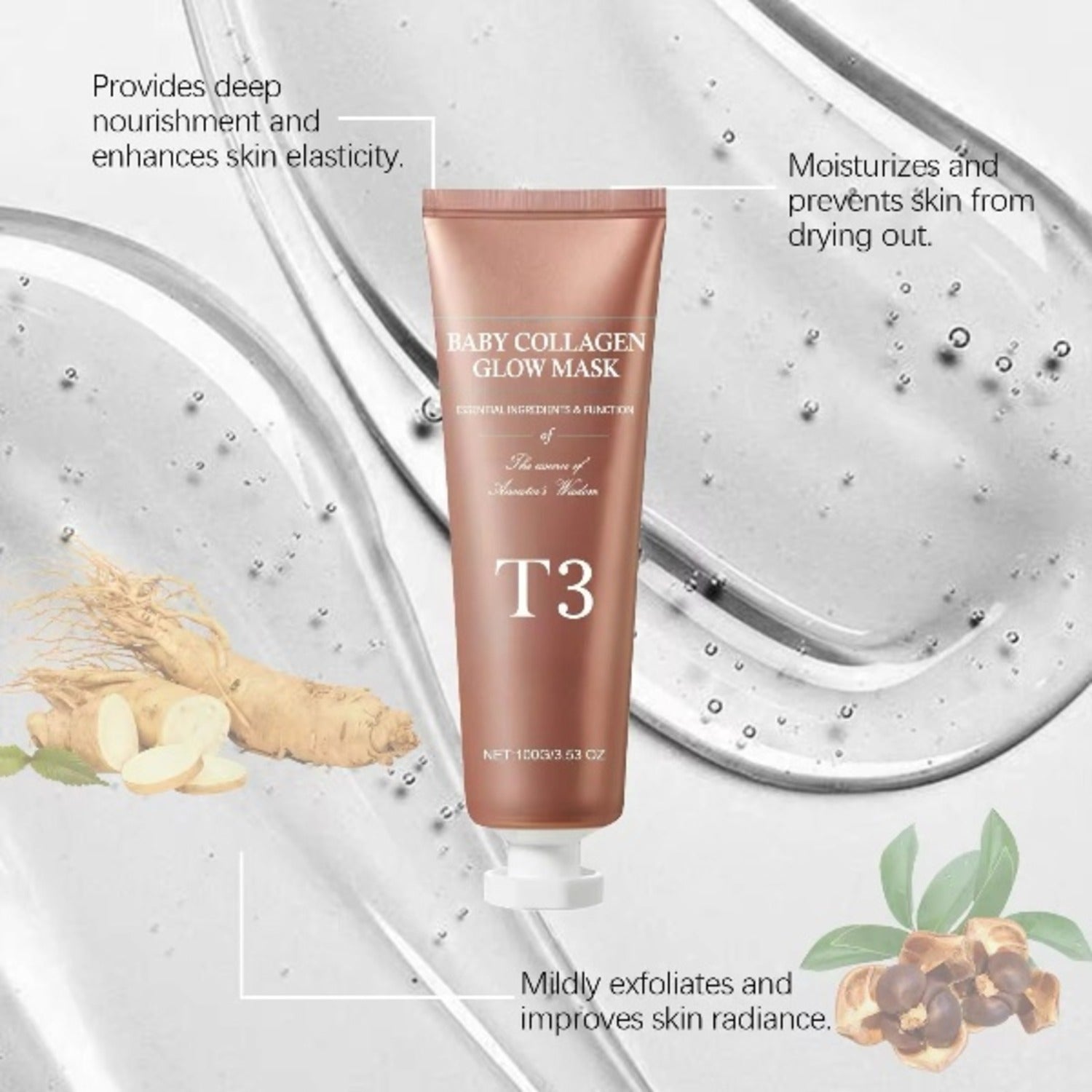 T3 Baby Collagen Face Mask for Hydrating, Firming And Youthful Glow