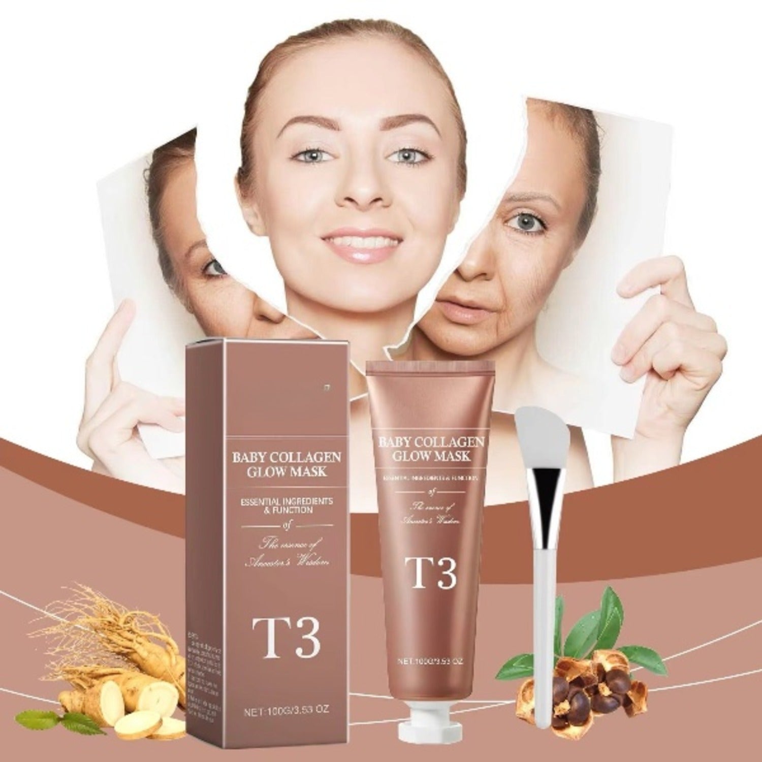 T3 Baby Collagen Face Mask for Hydrating, Firming And Youthful Glow