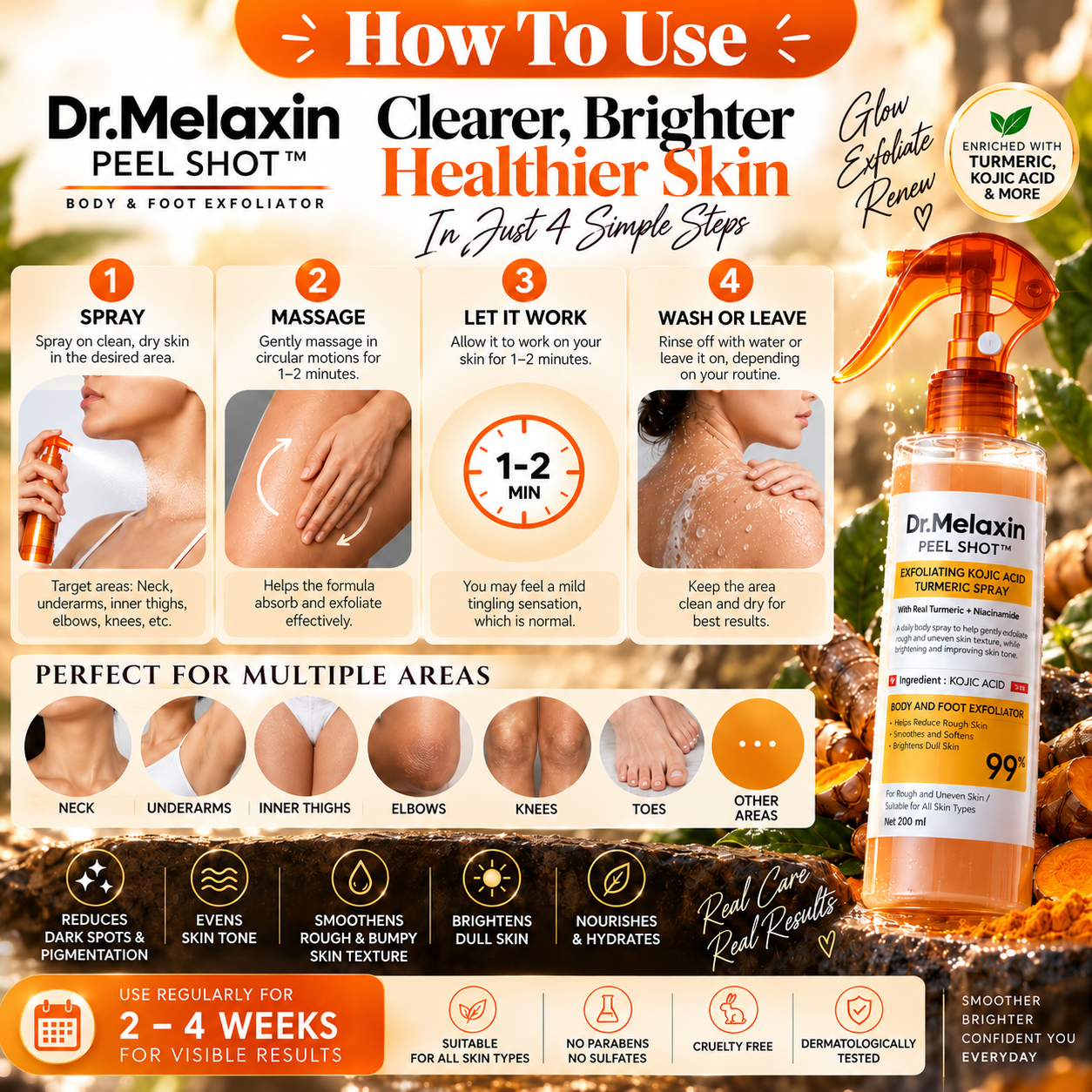 Dr. Melaxin GlowShot 200ml - Kojic Acid Turmeric Peel Spray